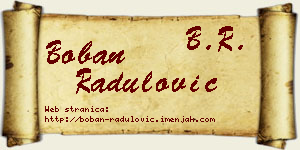 Boban Radulović vizit kartica